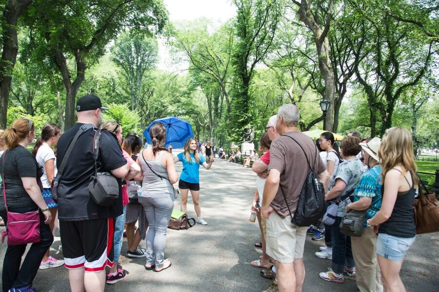 Central Park TV & Movie Sites Walking Tour - NYC - Starting at 59th Street with a blue umbrella