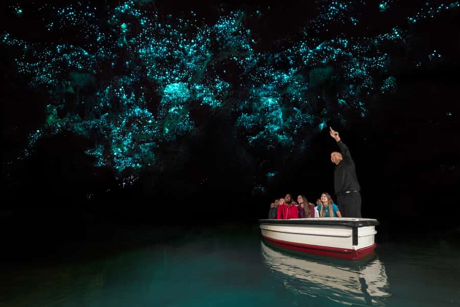 From Auckland: Hobbiton & Waitomo Caves Day Trip with Lunch - Beneath the glowworms at Waitomo
