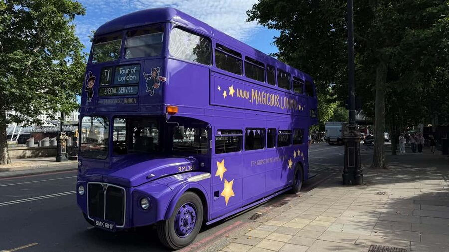 London: Guided Harry Potter Bus Tour of Locations - Riding the purple bus through central London