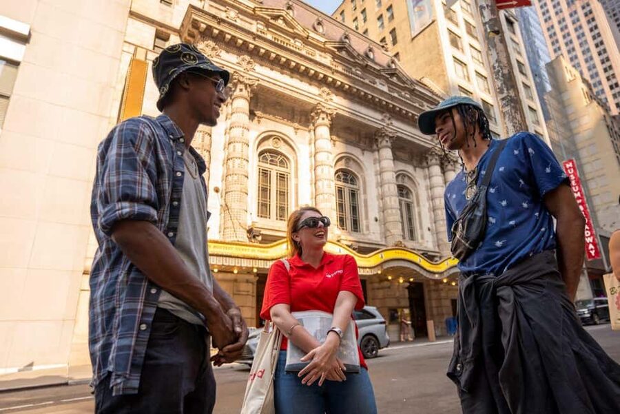 NYC: Broadway Secrets & Behind-the-Scenes Studio Tour - Starting beneath the lights at Father Duffy Square