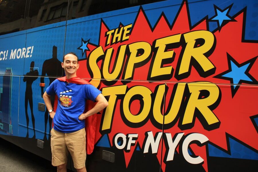 NYC: Bus Tour to Superhero Film Locations - Starting at Times Square with Spider-Man and Captain America